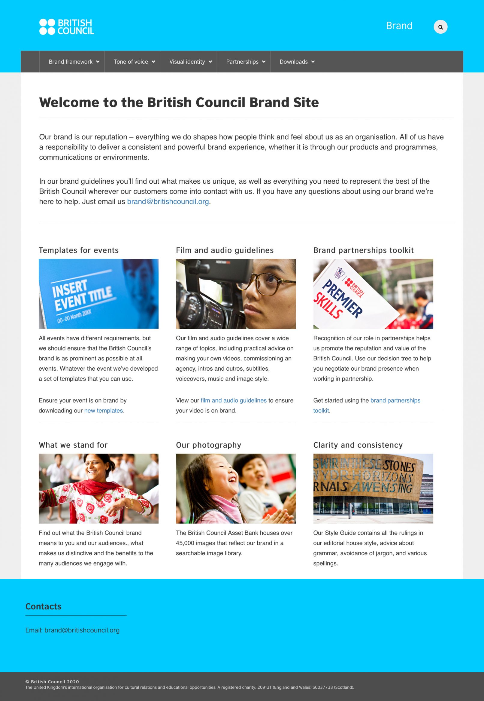 British Council brand guidelines website, homepage