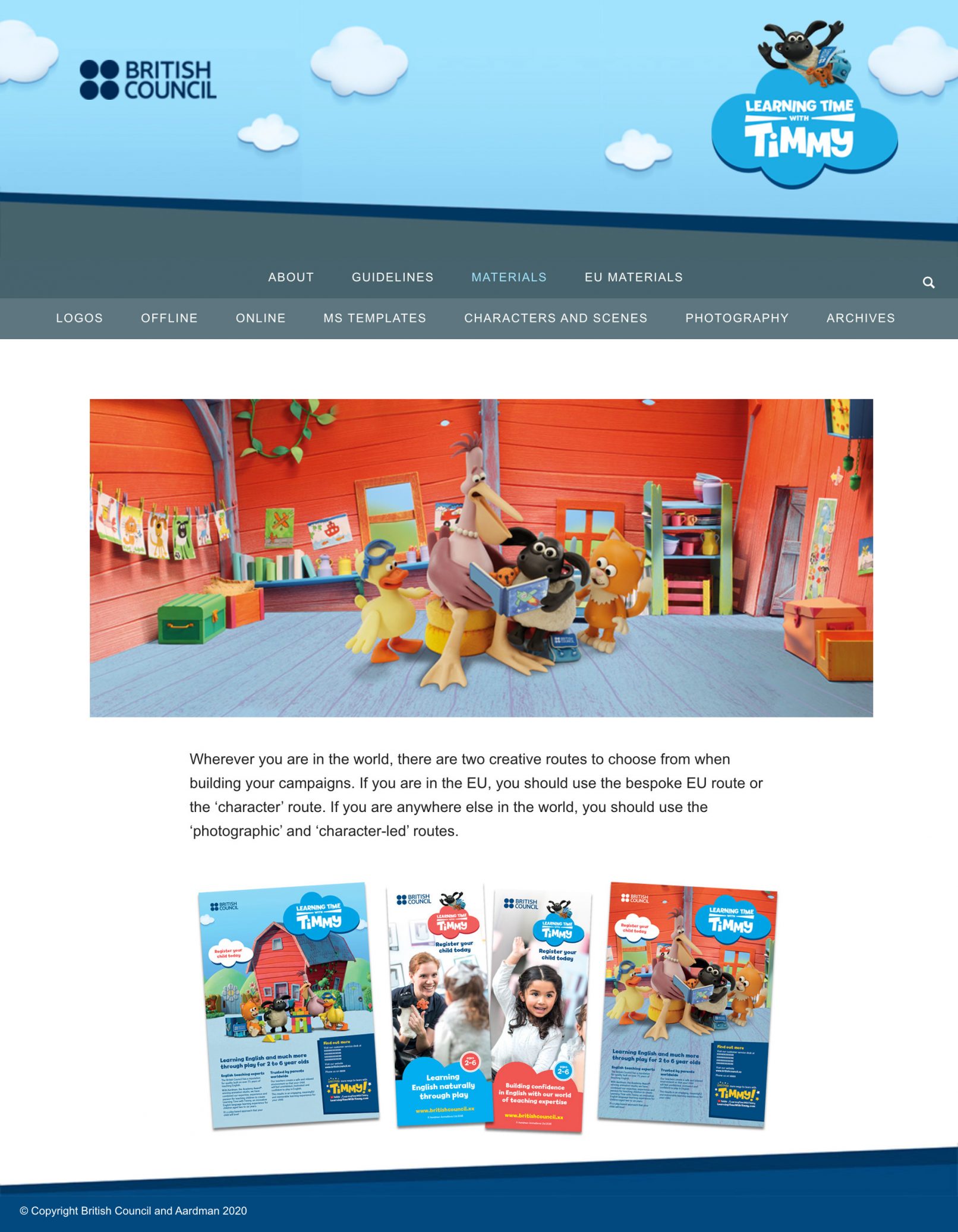Aardman, Learning Time with Timmy website layout