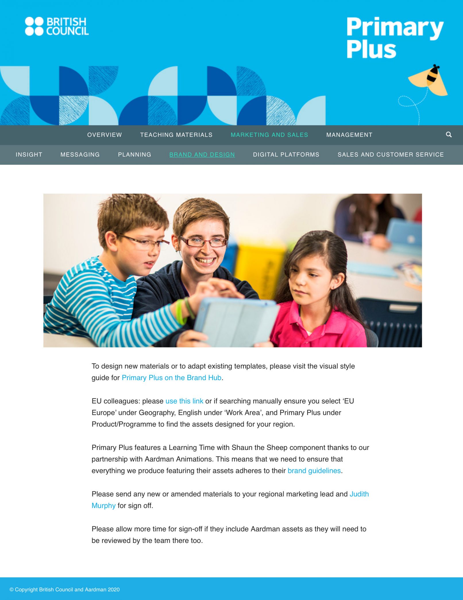British Council Primary Plus website, brand and design page