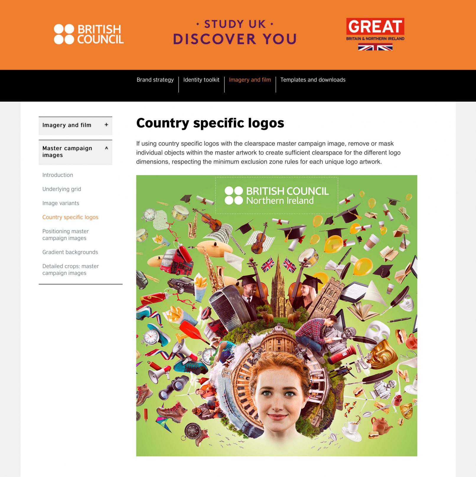 British Council Study UK brand design guidelines website, logo page