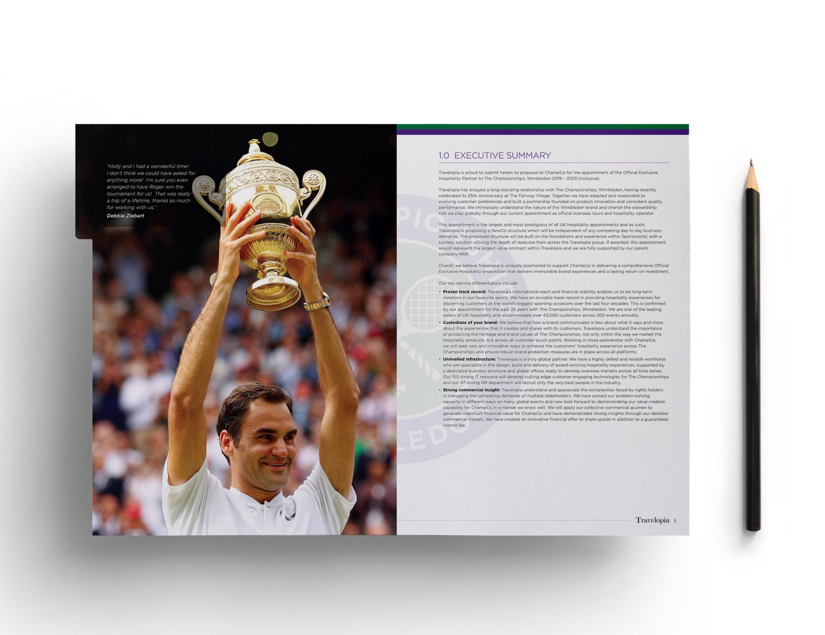 Travelopia Wimbledon Tender - Executive Summary spread