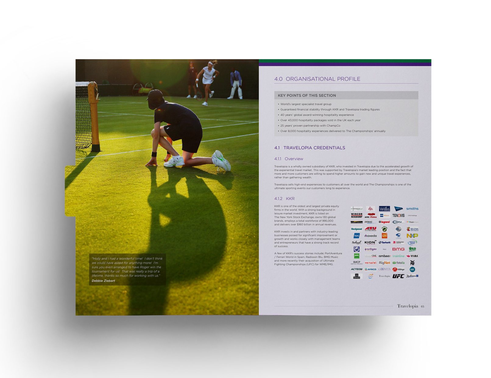 Travelopia Wimbledon Tender - Organisational profile spread